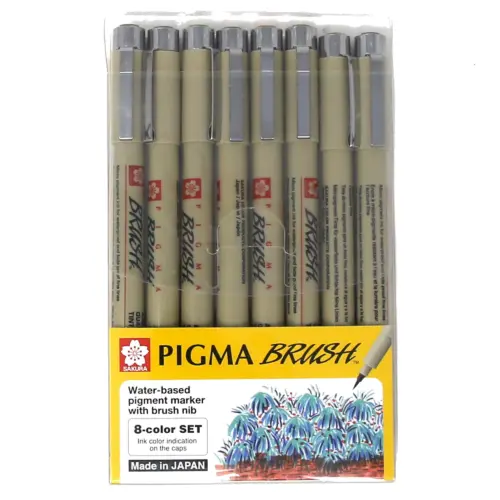 Set Estilografos Pigma 8 Colores Brush
