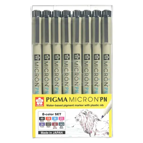 Set Estilografos Pigma 8 Colors PN